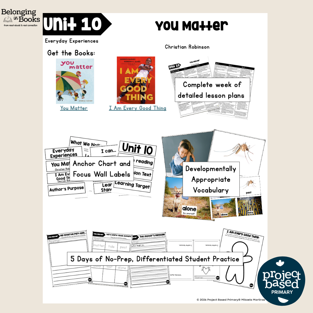You Matter Belonging in Books™ Reading Comprehension Week-Long Unit