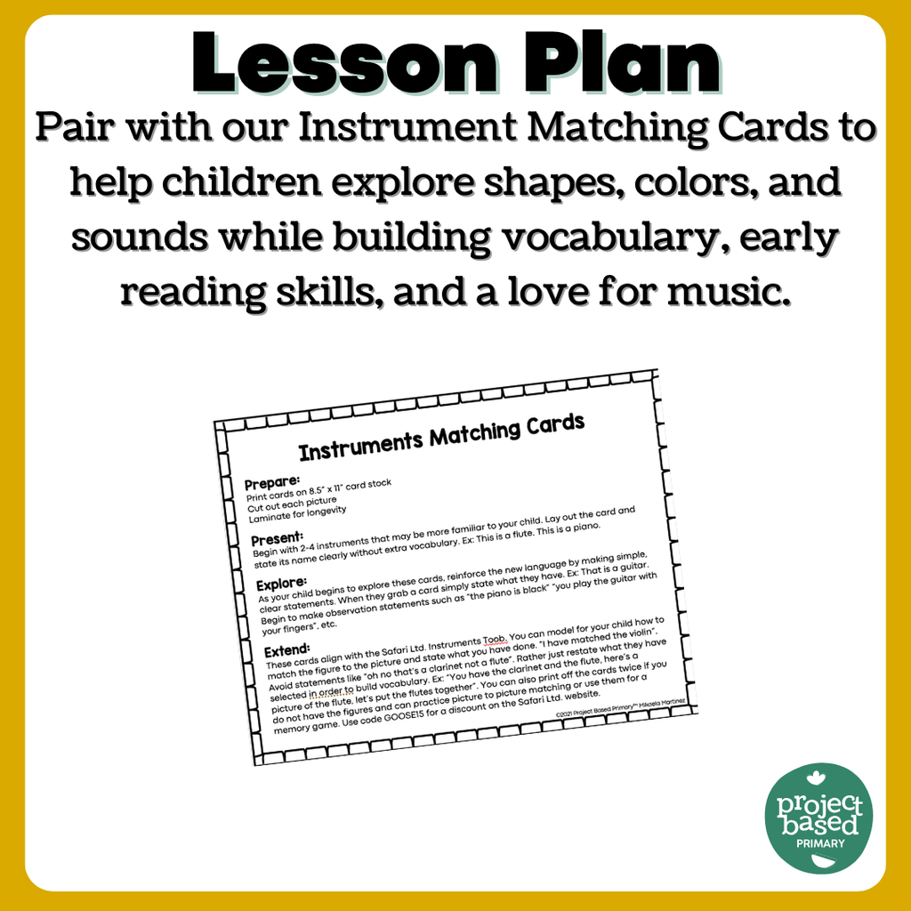 Montessori Instrument Matching Cards (Safari Ltd Toob Compatible)