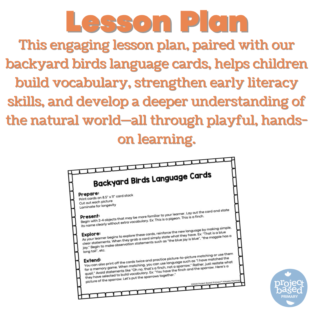 Backyard Birds Language Matching Cards (Montessori Aligned)