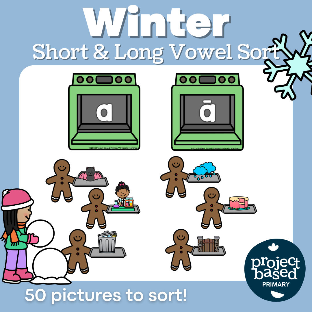 Winter Vowel Sort Short and Long Vowel Sounds