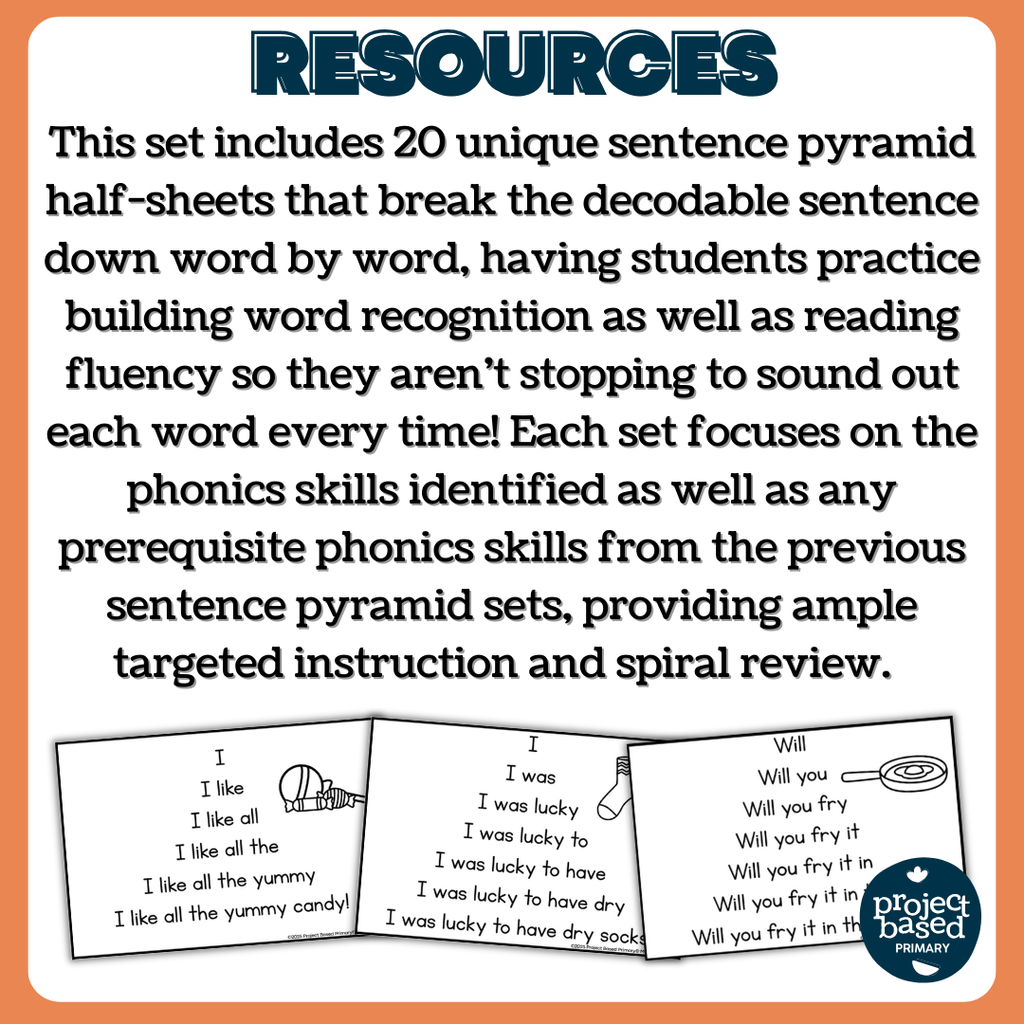 Decodable Sentence Fluency Pyramids Set 9 Ending Y as Long e and Long i