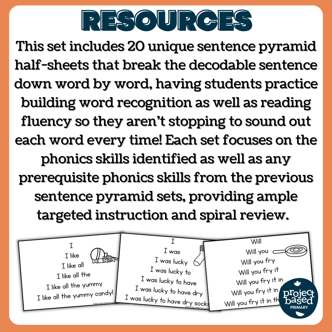 Decodable Sentence Fluency Pyramids Set 9 Ending Y as Long e and Long i