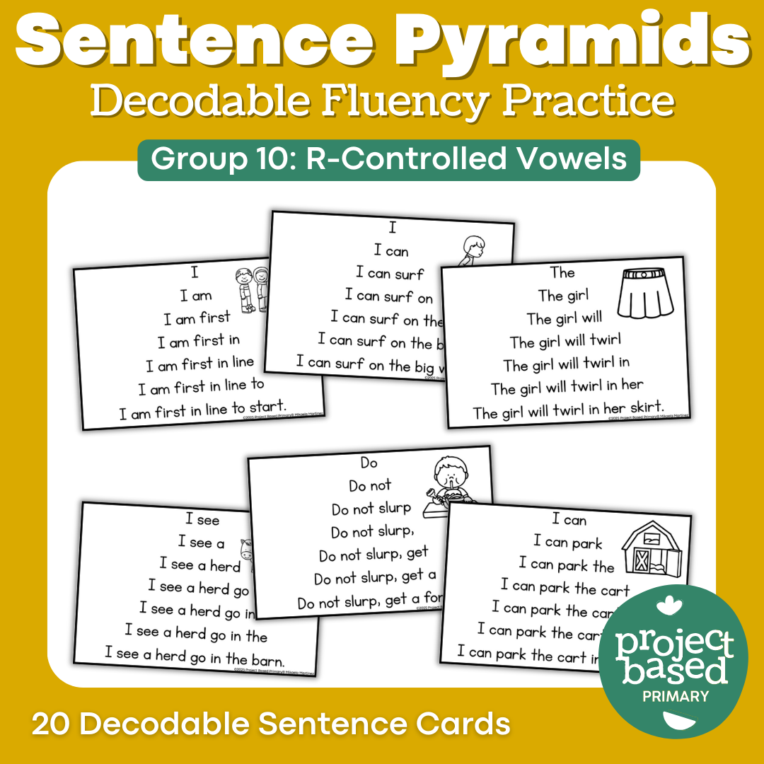 Decodable Sentence Fluency Pyramids Set 10 R-Controlled Vowels