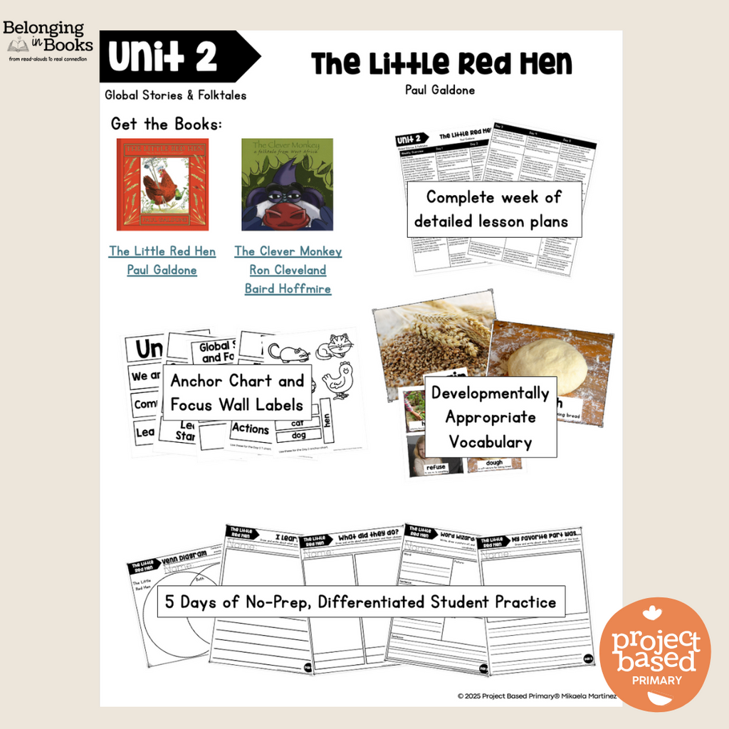 The Little Red Hen Belonging in Books™ Reading Comprehension Week-Long Unit