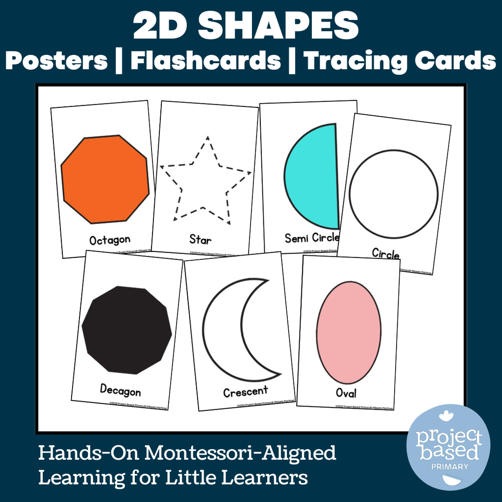 2D Shape Flash Cards, Posters, Tracing Cards, Play Doh Mats