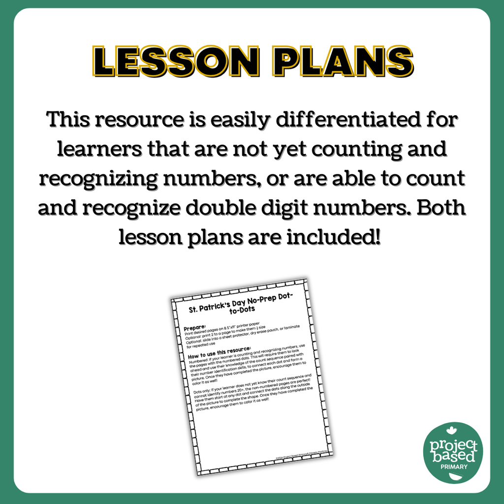 St. Patrick's Day Dot-to-Dot Connect-the-Dot No Prep Pack