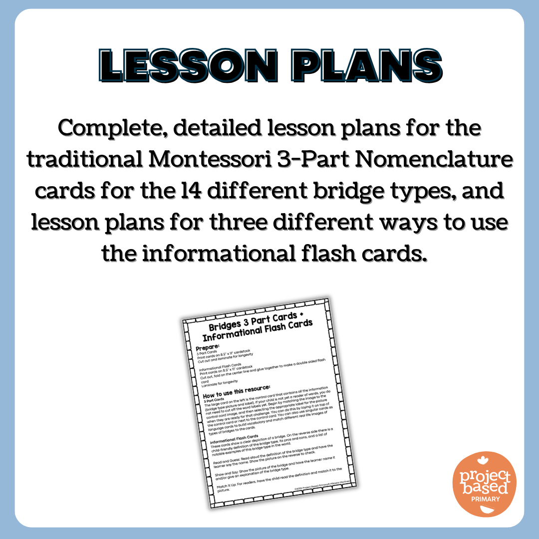 Types of Bridges 3 Part Cards and Informational Flash Cards