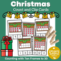 Christmas Count and Clip Cards Numbers 1-20