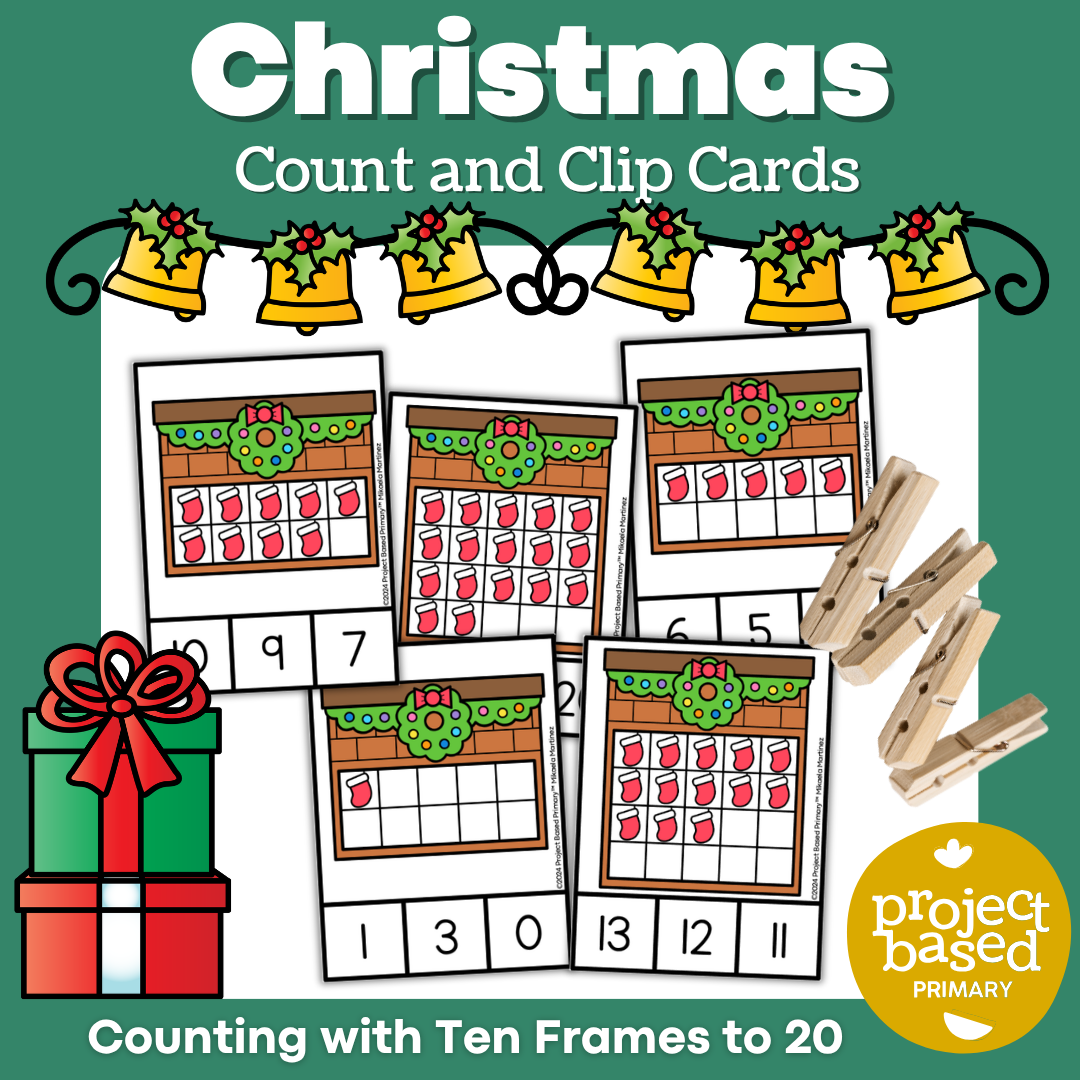 Christmas Count and Clip Cards Numbers 1-20