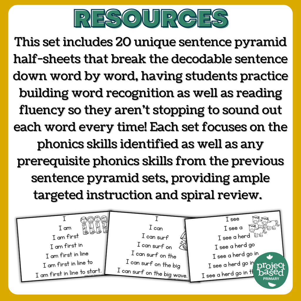 Decodable Sentence Fluency Pyramids Set 10 R-Controlled Vowels