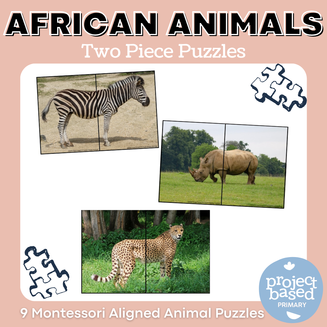 African Animal 2 Part Puzzles