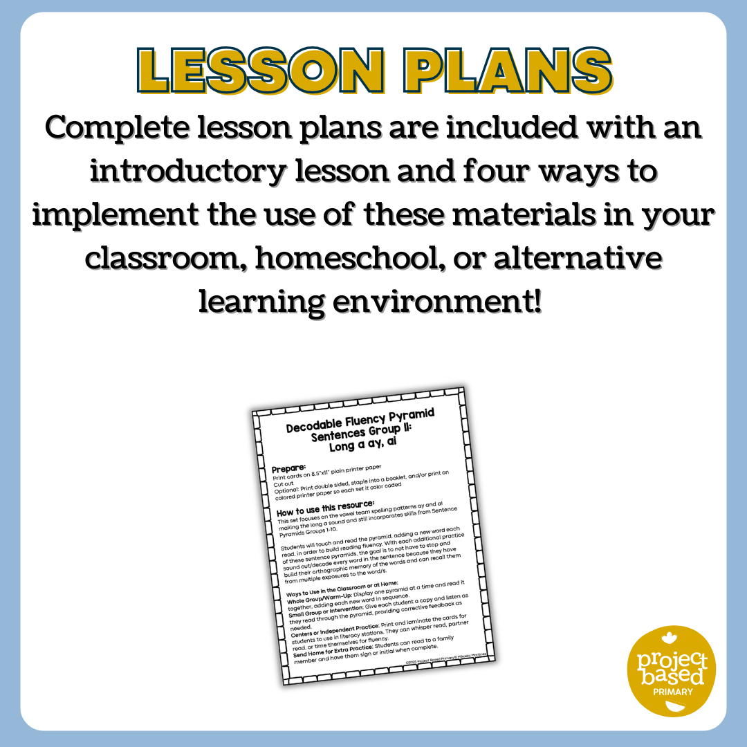 Decodable Sentence Fluency Pyramids Set 11 Long a /ai/ and /ay/