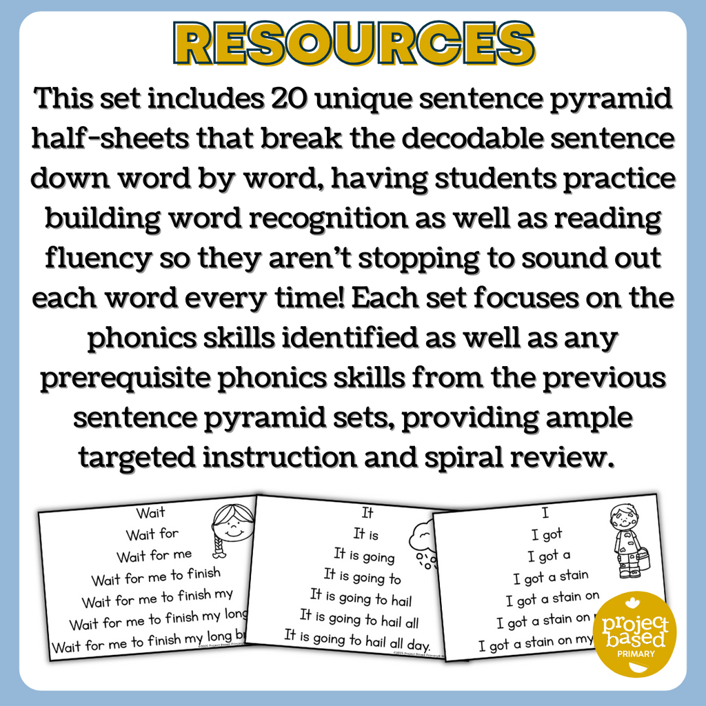 Decodable Sentence Fluency Pyramids Set 11 Long a /ai/ and /ay/