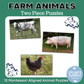 Farm Animal 2 Part Puzzles