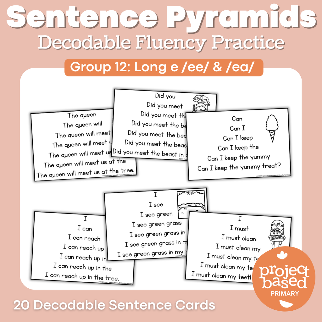 Decodable Sentence Fluency Pyramids Set 12 Long e /ee/ and /ea/