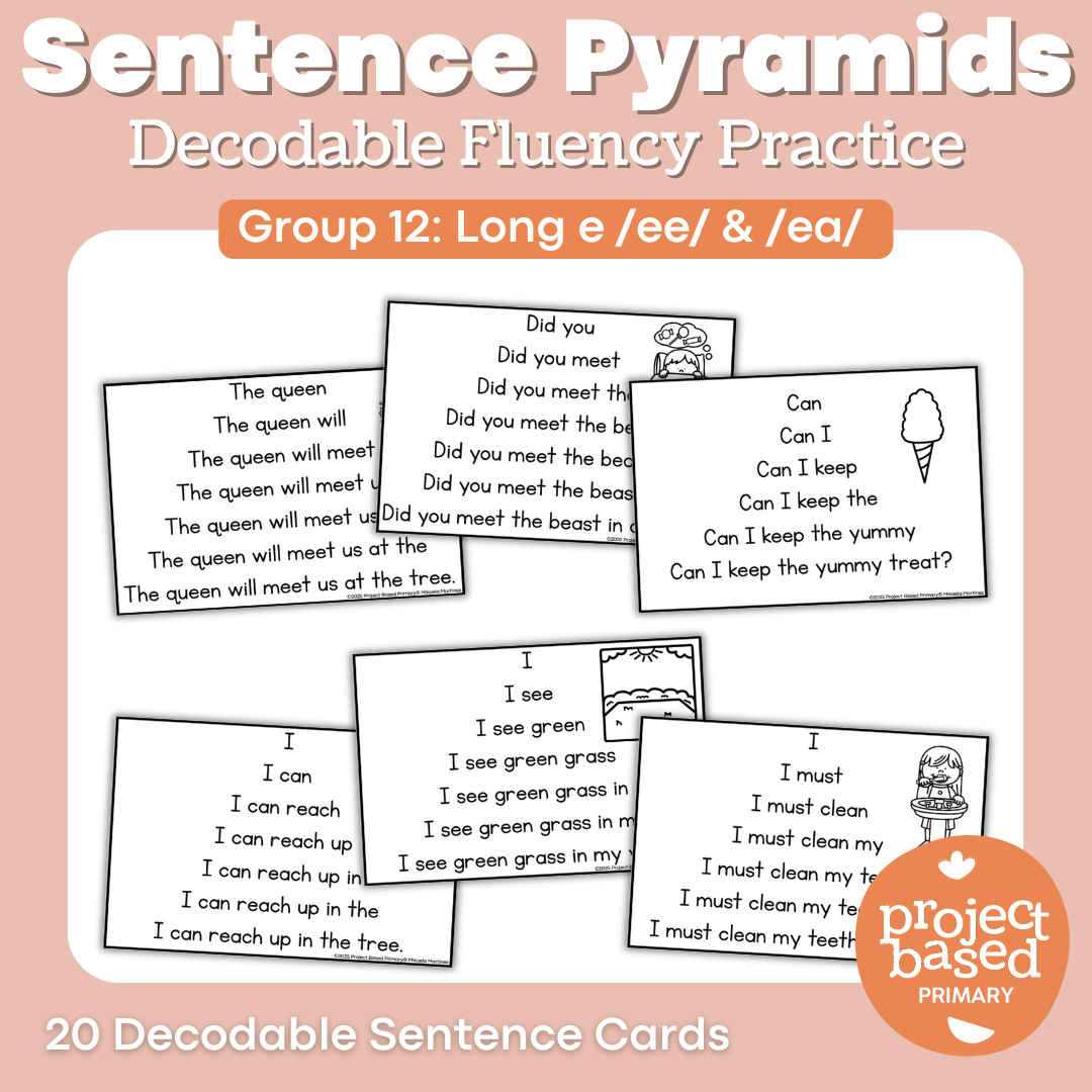 Decodable Sentence Fluency Pyramids Set 12 Long e /ee/ and /ea/