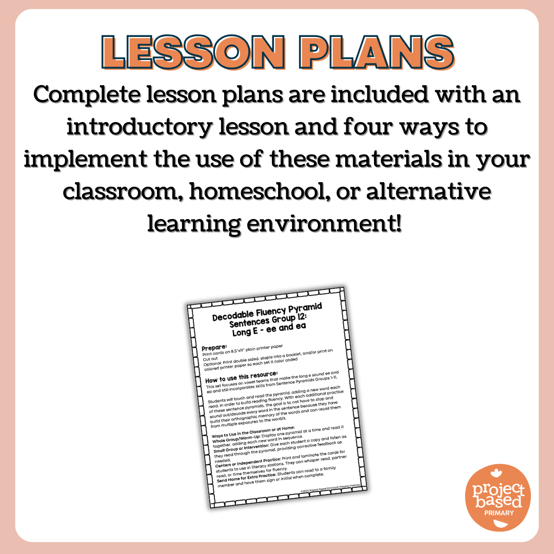 Decodable Sentence Fluency Pyramids Set 12 Long e /ee/ and /ea/