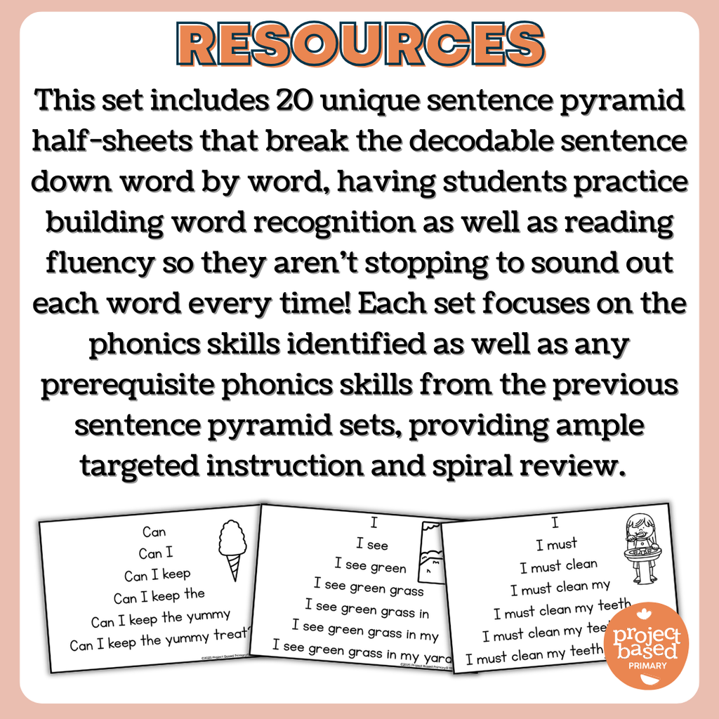 Decodable Sentence Fluency Pyramids Set 12 Long e /ee/ and /ea/