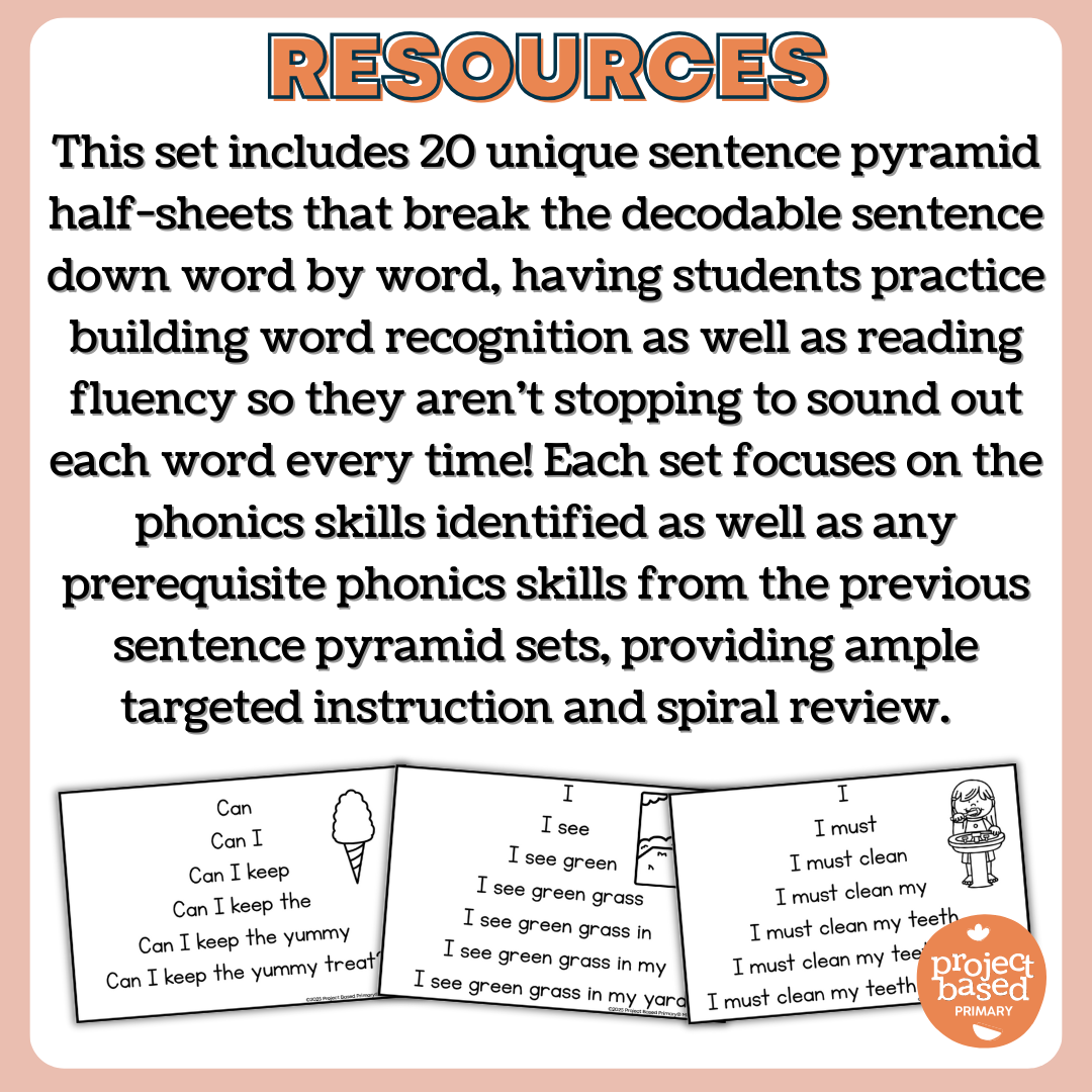 Decodable Sentence Fluency Pyramids Set 12 Long e /ee/ and /ea/