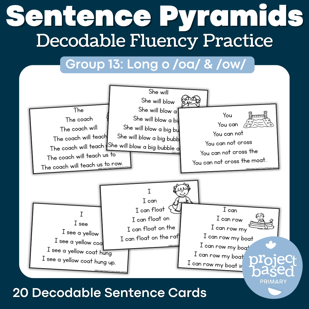 Decodable Sentence Fluency Pyramids Set 13 Long o /oa/ and /ow/