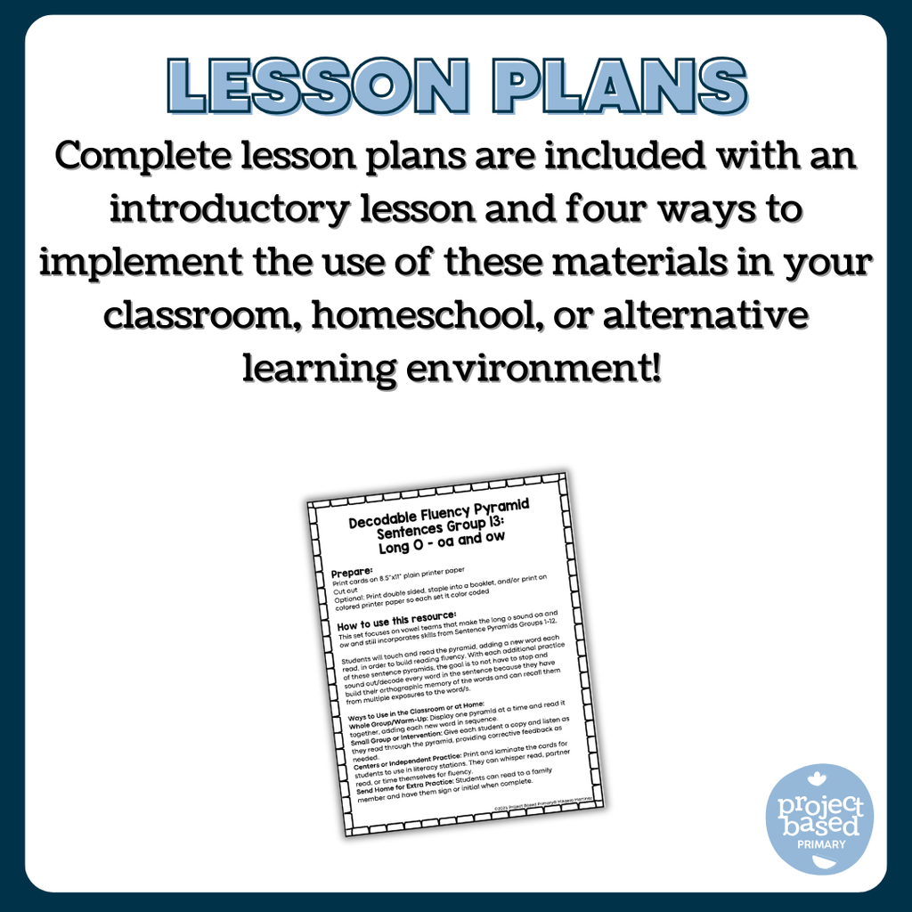 Decodable Sentence Fluency Pyramids Set 13 Long o /oa/ and /ow/