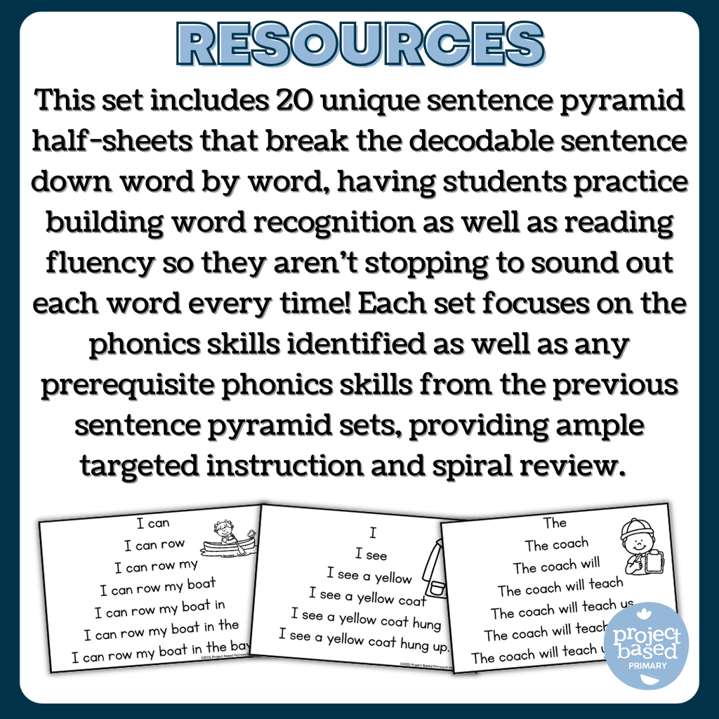 Decodable Sentence Fluency Pyramids Set 13 Long o /oa/ and /ow/