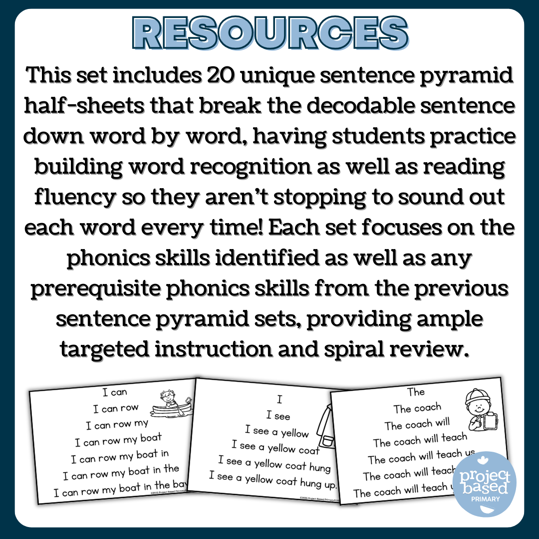 Decodable Sentence Fluency Pyramids Set 13 Long o /oa/ and /ow/
