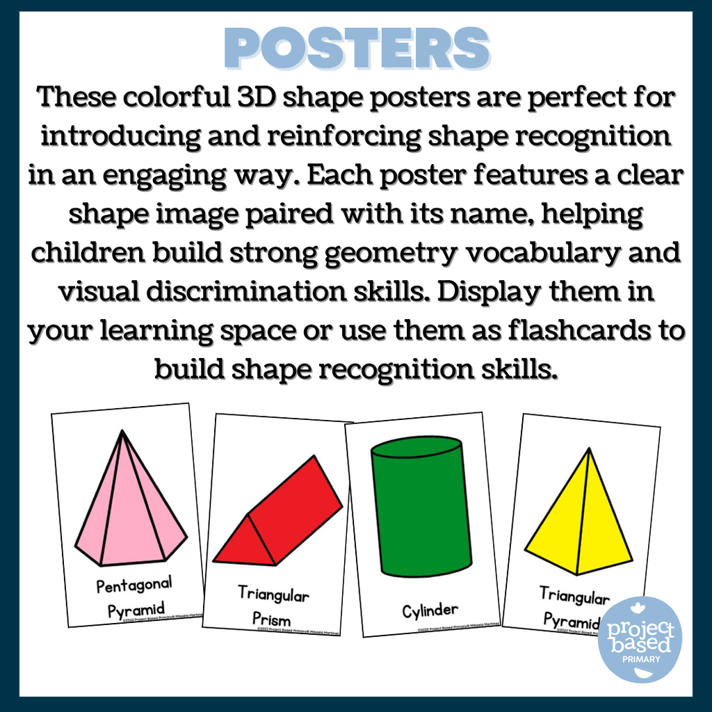 3D Shape Mats - Posters, Dough Mats, Tracing, Flash Cards