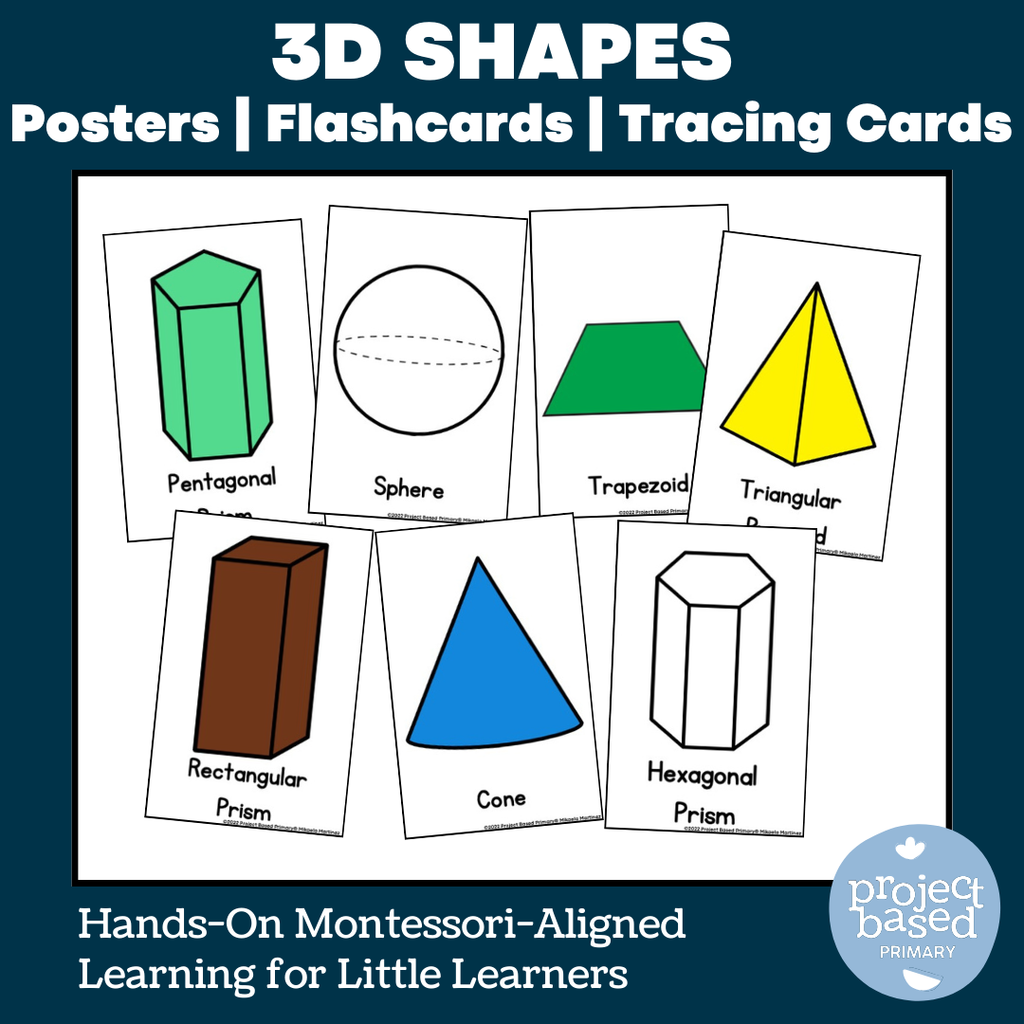 3D Shape Mats - Posters, Dough Mats, Tracing, Flash Cards