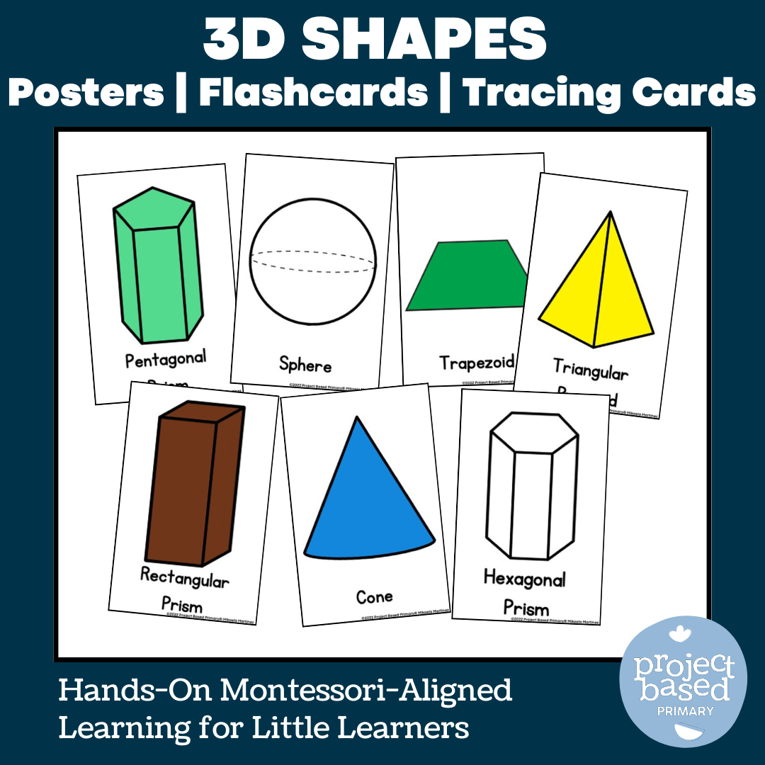 3D Shape Mats - Posters, Dough Mats, Tracing, Flash Cards