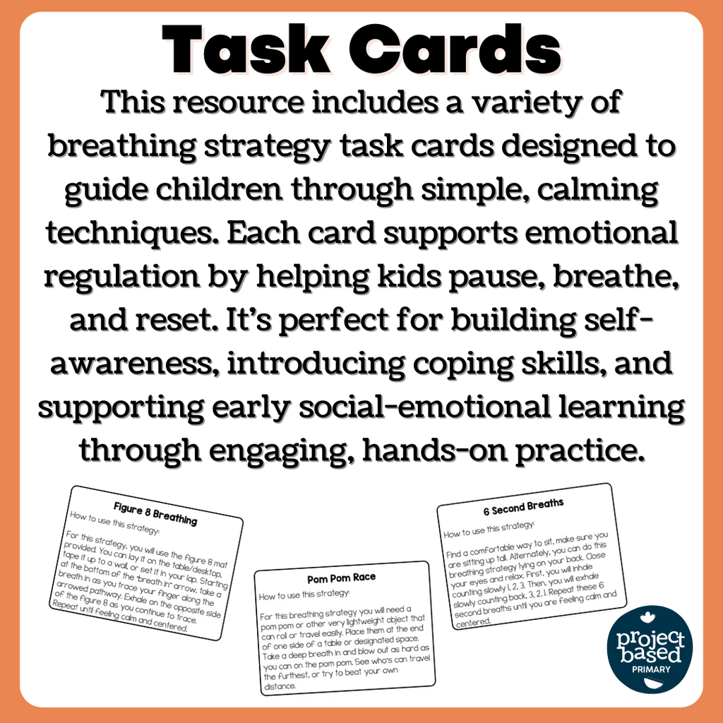 Breathing Strategy/Calm Down Task Cards Social Emotional Learning