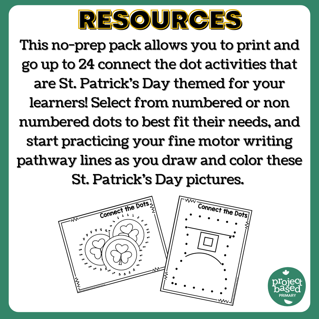 St. Patrick's Day Dot-to-Dot Connect-the-Dot No Prep Pack
