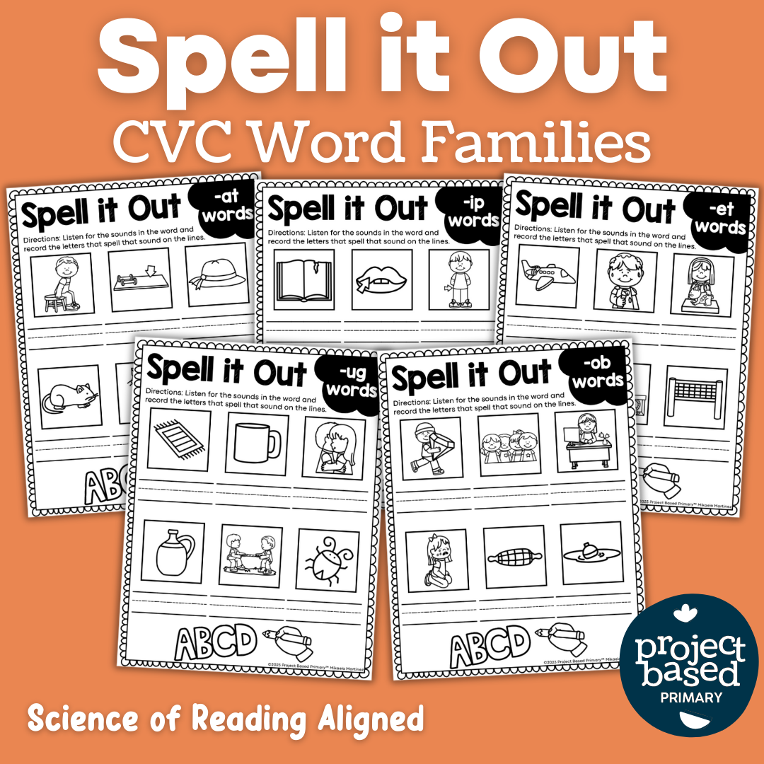 CVC Word Family Spelling No Prep Pack