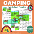 Camping Addition and Subtraction Math Fact Puzzles 0-20