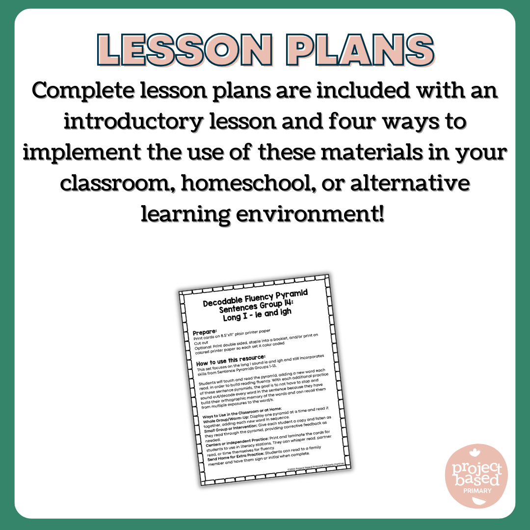 Decodable Sentence Fluency Pyramids Set 14 Long i /ie/ and /igh/