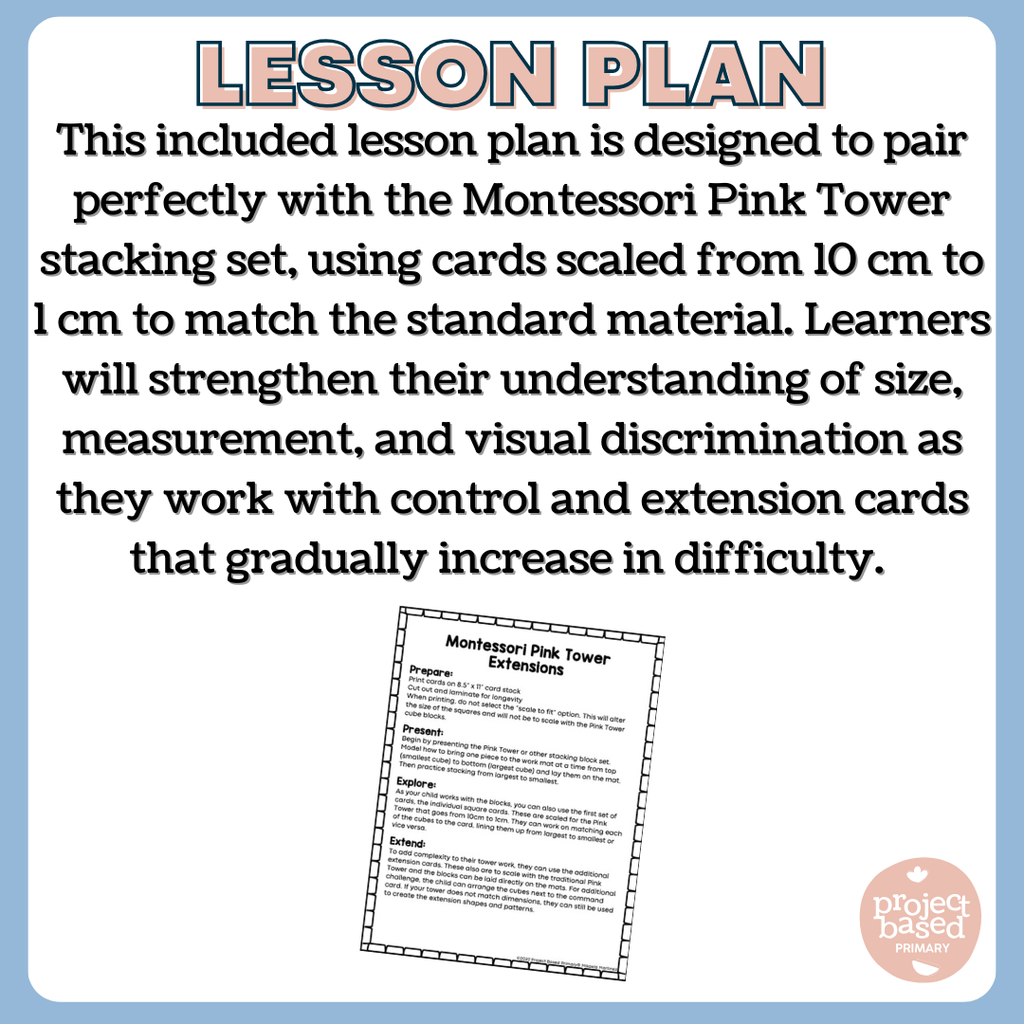 Montessori Pink Tower Extension Cards