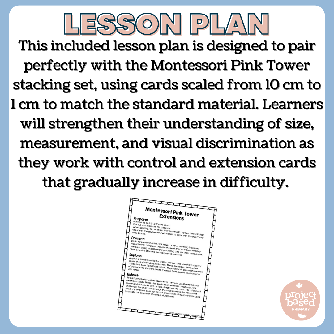 Montessori Pink Tower Extension Cards