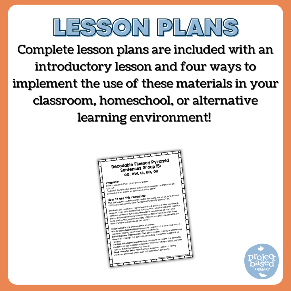 Decodable Sentence Fluency Pyramids Set 15 /oo/, /ew/, /ui/, /ue/, /ou/