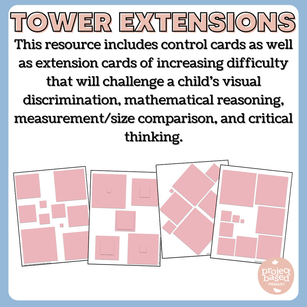 Montessori Pink Tower Extension Cards