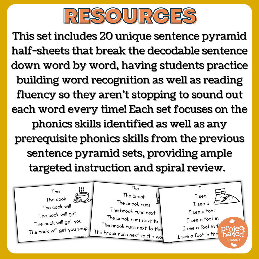Decodable Sentence Fluency Pyramids Set 16 /oo/ as in "book"