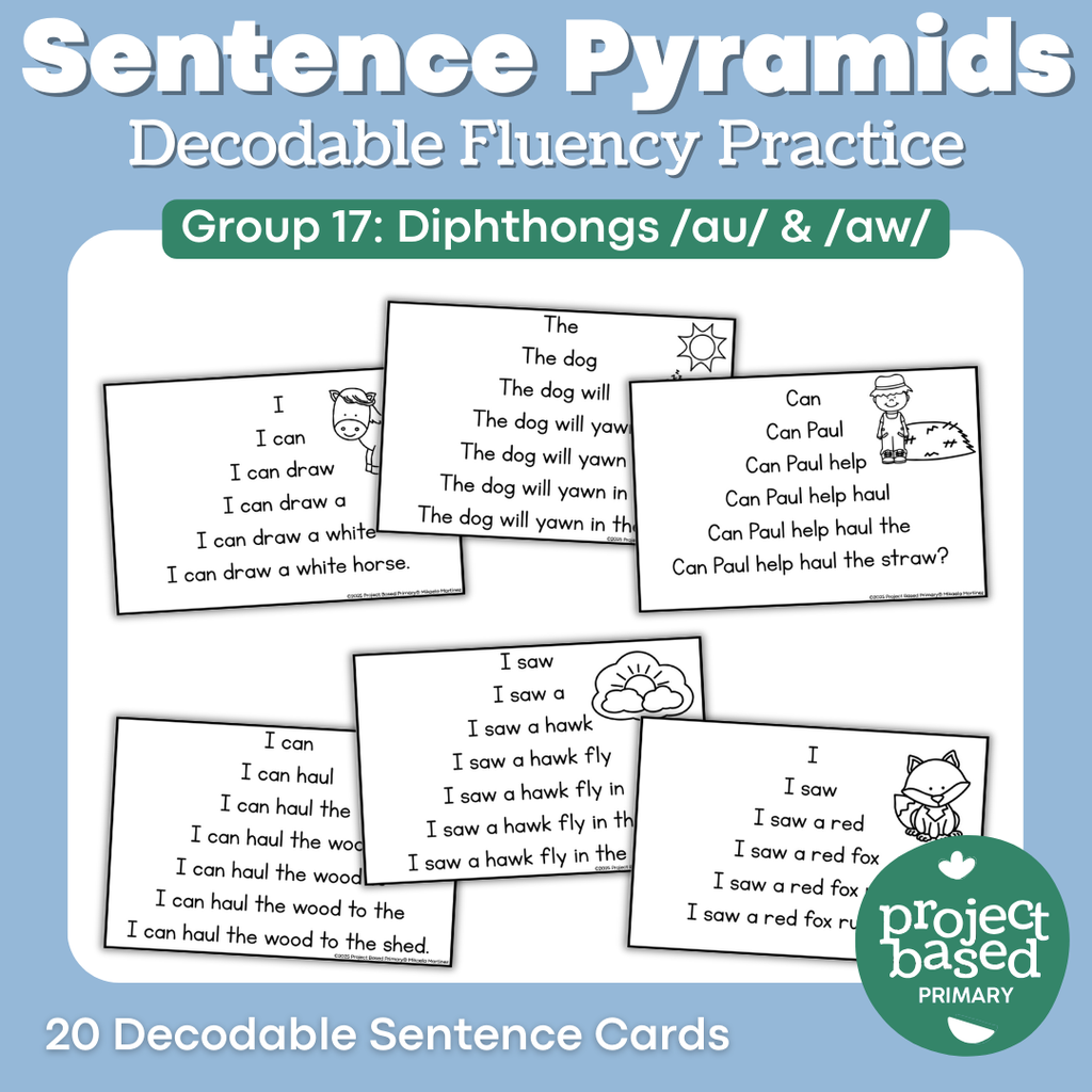 Decodable Sentence Fluency Pyramids Set 17 Diphthongs /au/ and /aw/