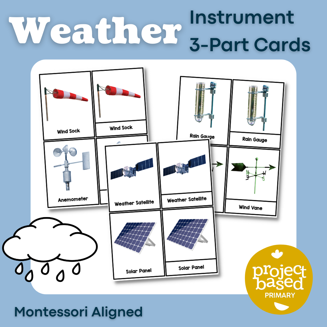 Weather Instrument Montessori 3 Part Cards – Project Based Primary