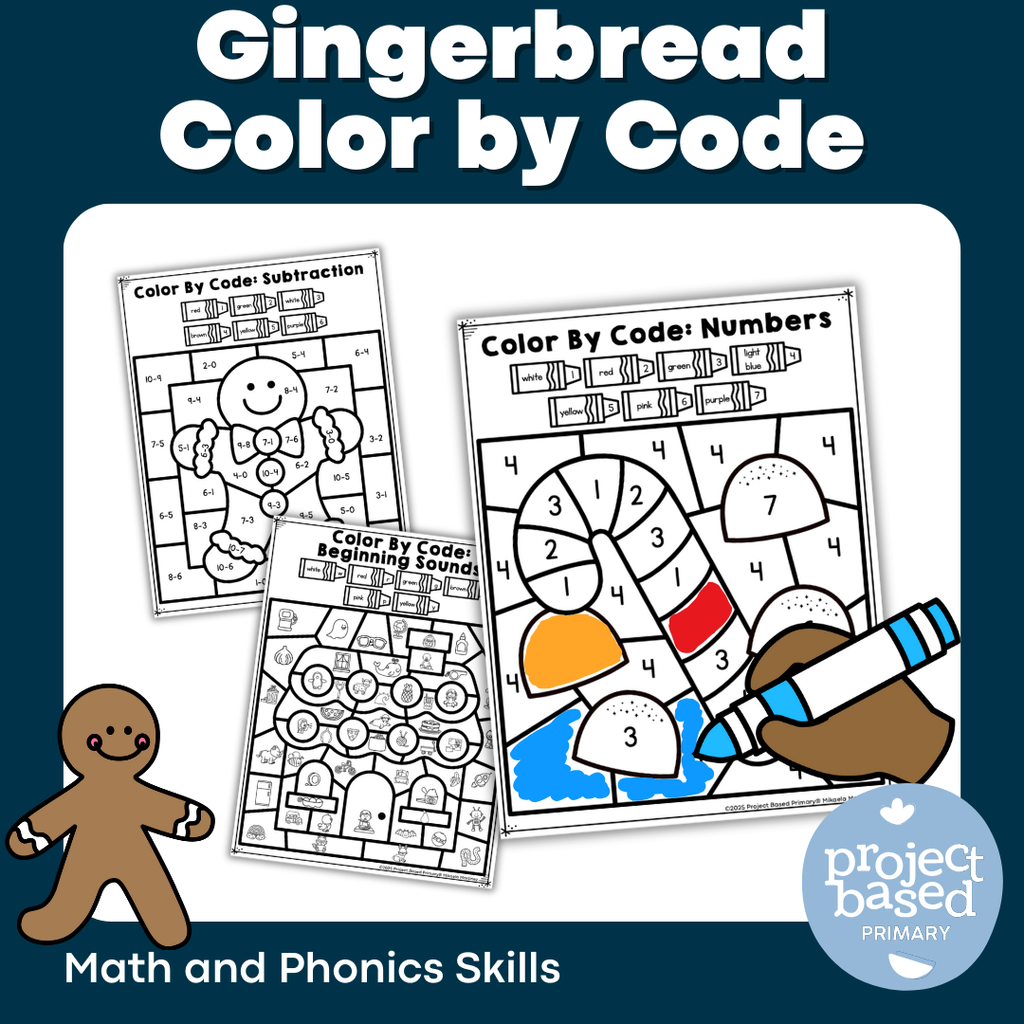 Gingerbread Color by Code Math and Phonics