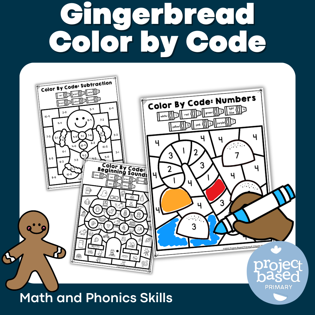 Gingerbread Color by Code Math and Phonics