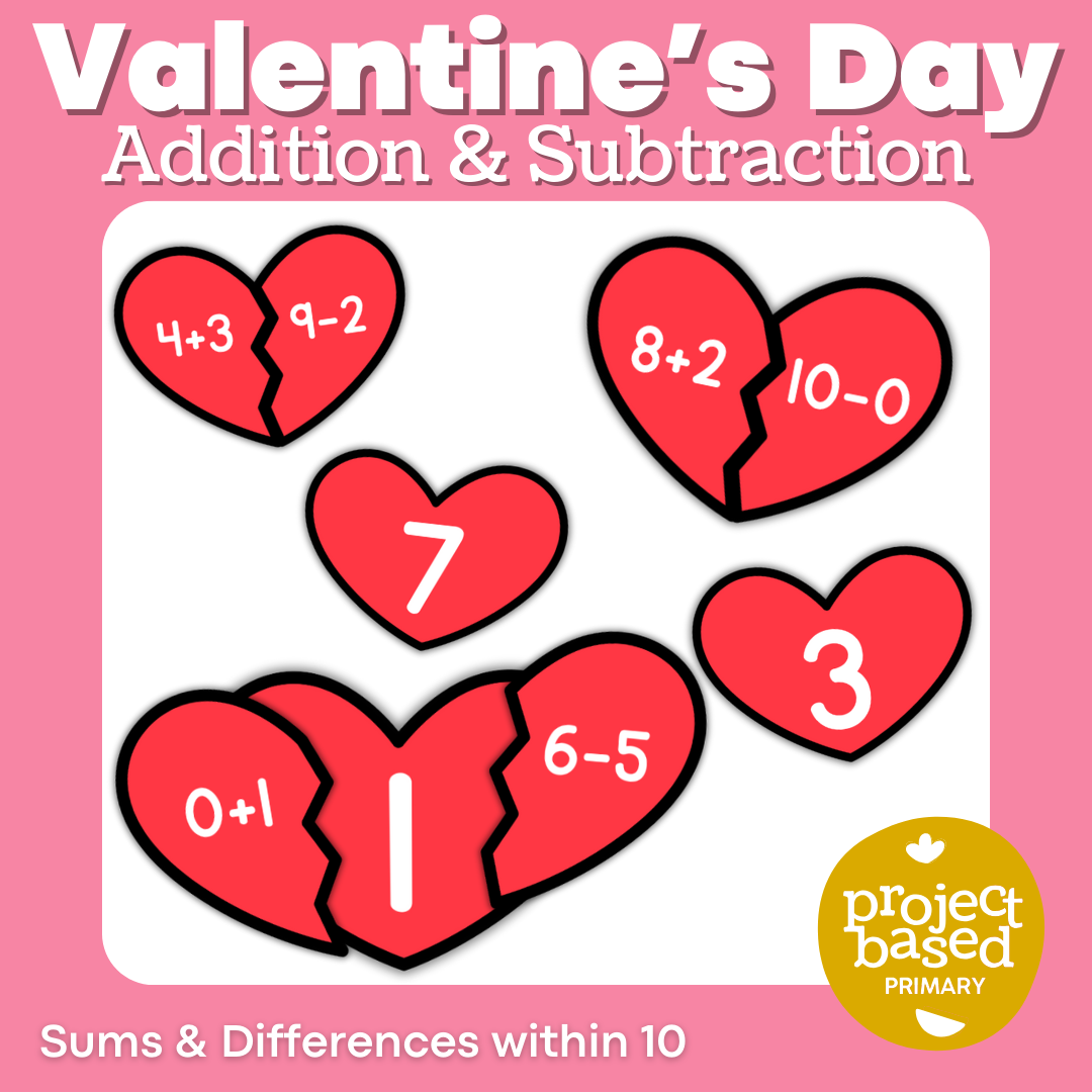 Valentine's Day Add and Subtract Fact Fluency