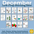 December Low Prep Preschool Kindergarten Morning Bins Shelf Work