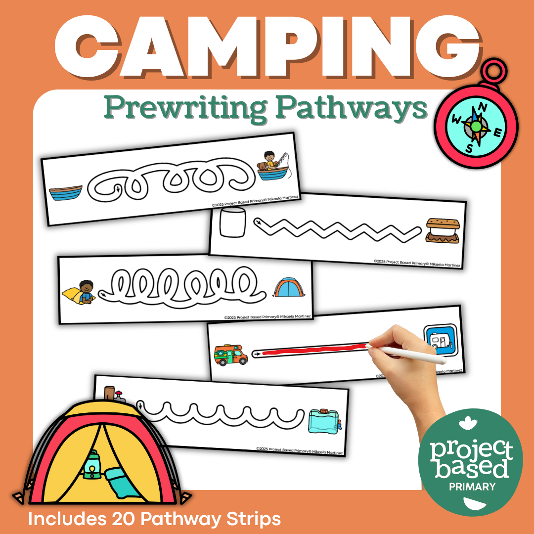 Camping Pathway Tracing Practice Fine Motor Pre-Writing Strips