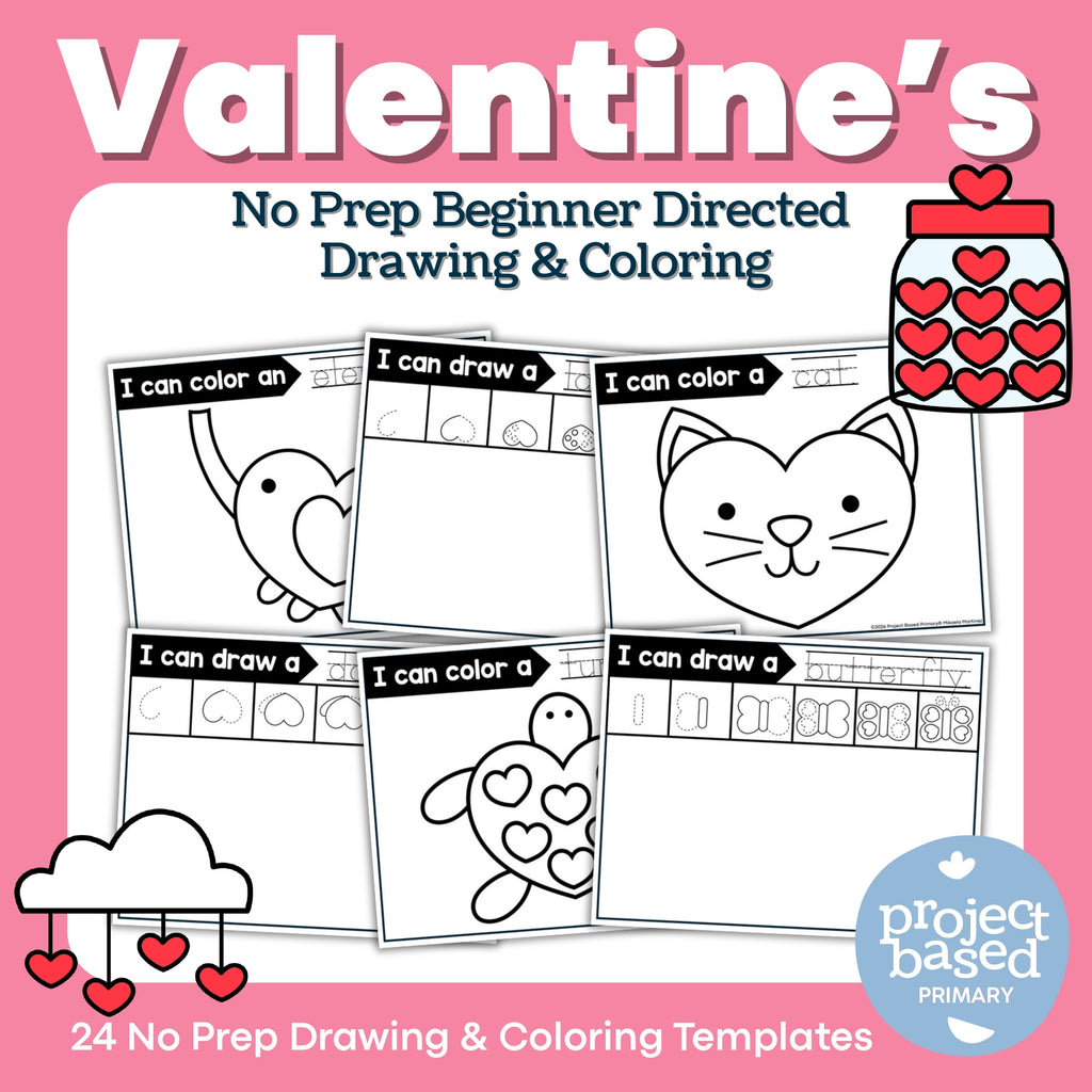 Valentine's Day Beginning Directed Drawing and Coloring