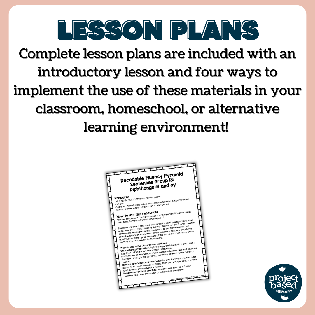 Decodable Sentence Fluency Pyramids Set 18 Diphthongs /oi/ and /oy/