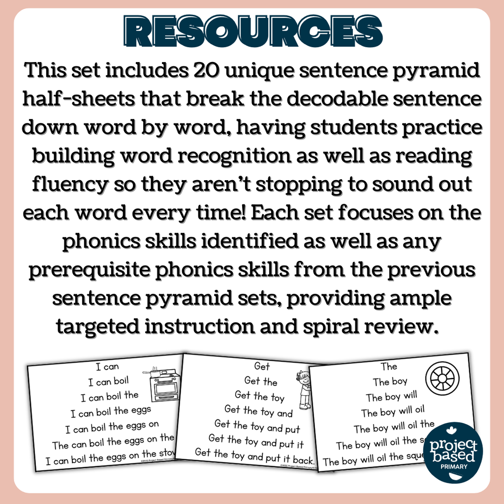 Decodable Sentence Fluency Pyramids Set 18 Diphthongs /oi/ and /oy/